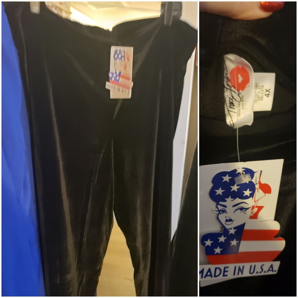 NWT Black Lola crushed velour leggings by Traci Lords for Pinupgirl 4x